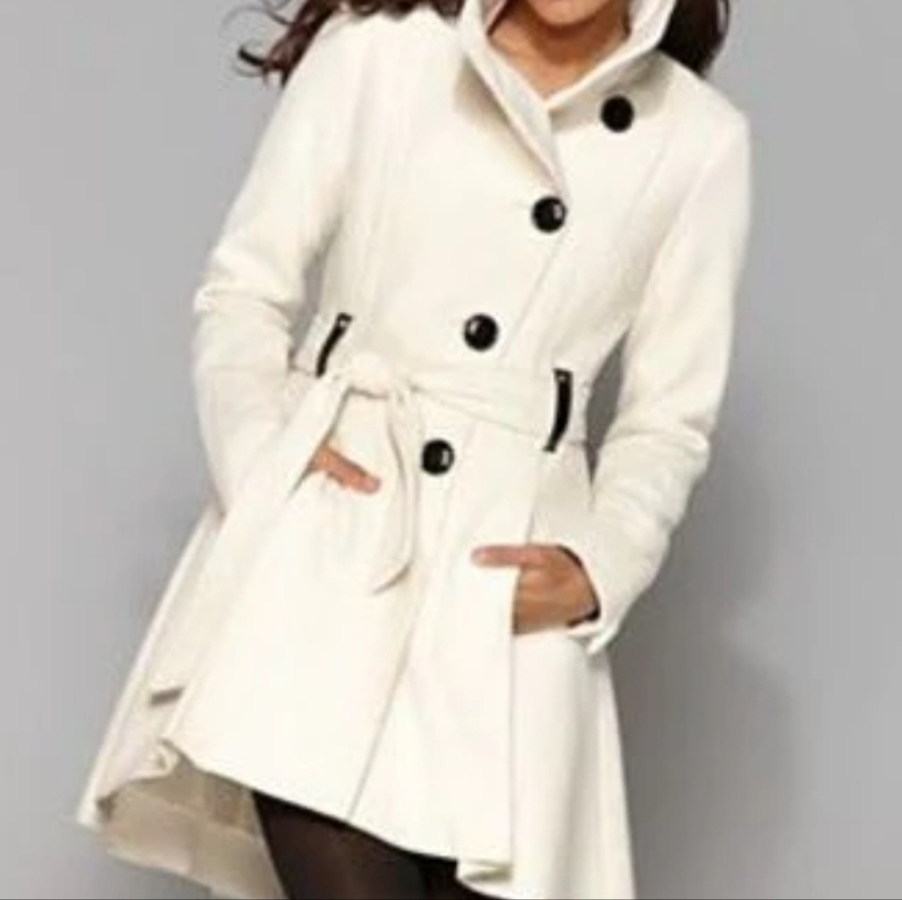 STEVE MADDEN WHITE WOOL WALKER COAT